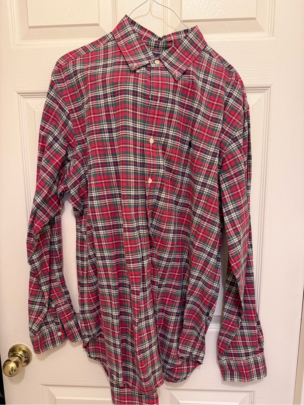 Ralph Lauren Red and Green Plaid Button-Down Shirt